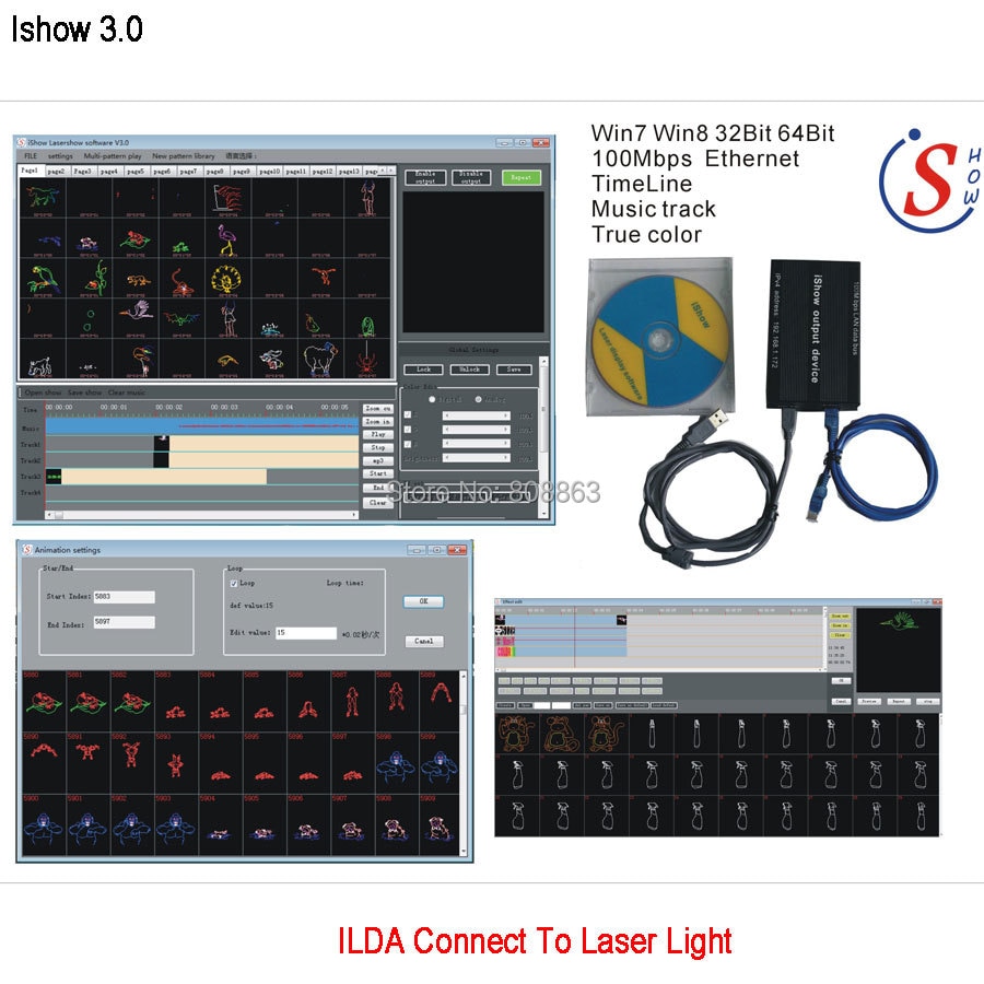 Eshiny iShow   Ʈ ILDA + RJ45 USB ..